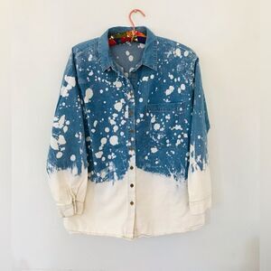 Entro Blue and White Splatter Denim Shirt